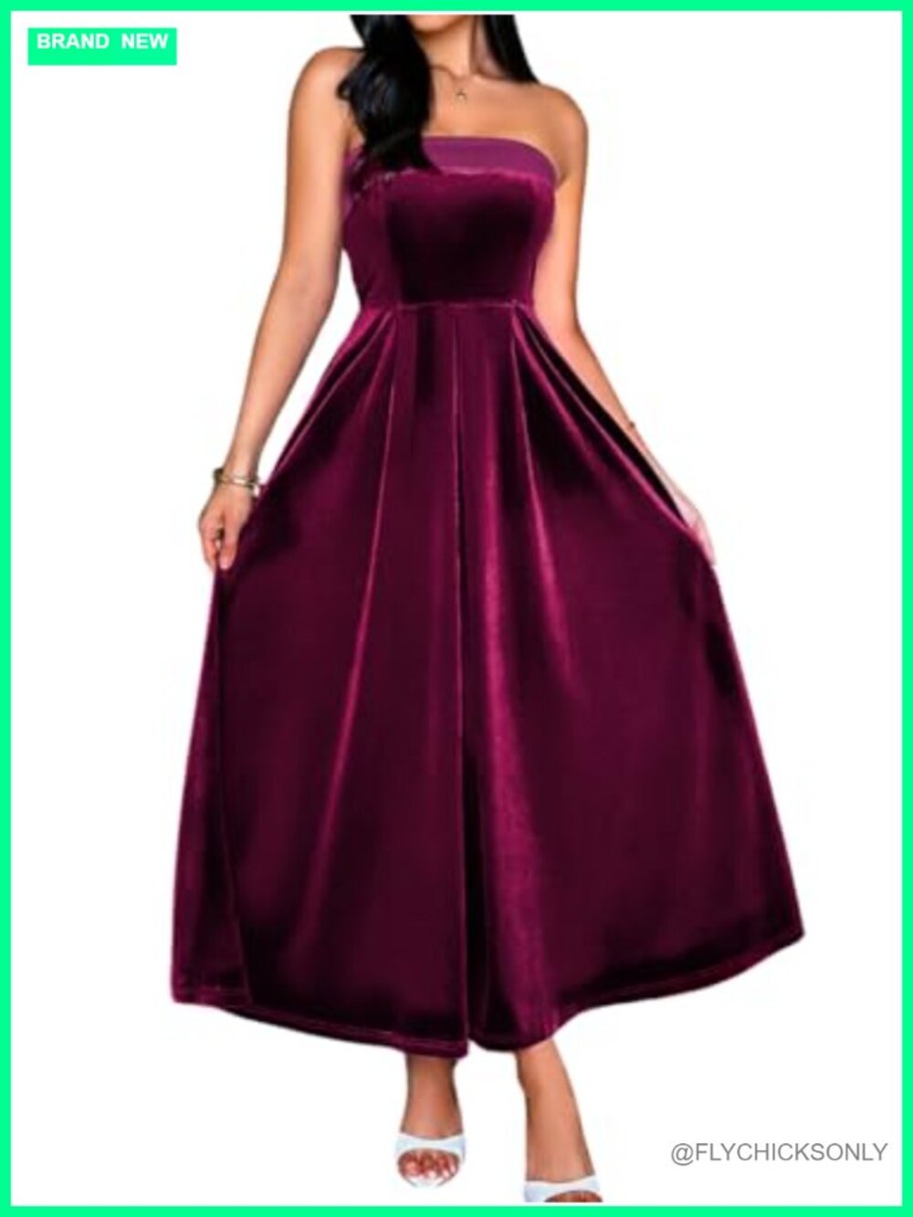 Velvet Strapless Formal Maxi Dress Non-Slip A-Line Evening Gown